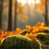 Warm autumn leaves gently falling.