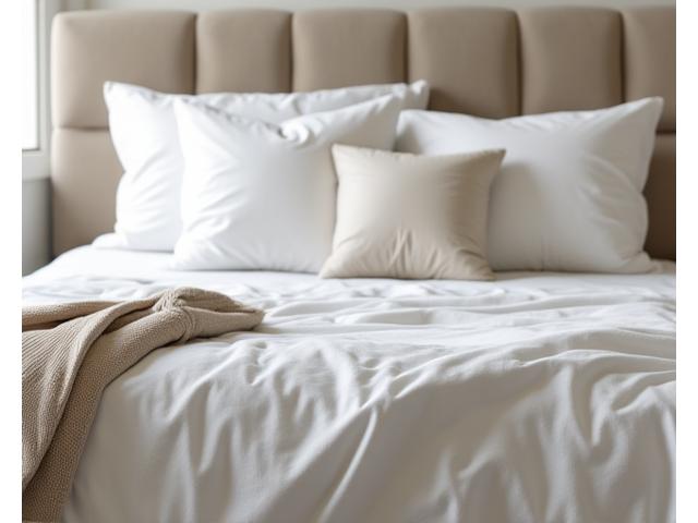 High-quality, comfortable mattress and pillows in a neatly made bed, emphasizing comfort and support for adults.